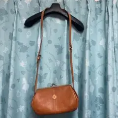 CLEDRAN がま口ショルダーバッグ キャメル