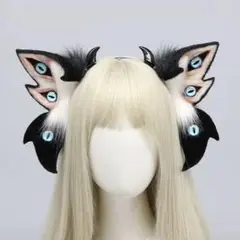 手作り クトゥルフ獣耳ヘアバンド 邪神風 ふわ毛感