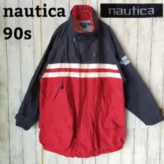 90s ノーティカ ナイロンジャケット マウンパ オーバーサイズ 切替カラー