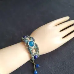 ブルージェード×ラピスラズリのオリジナルデザインマクラメブレスレット