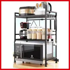 【新品即納送料無料】伸縮式電子レンジラック3段(39~63cm調整)◆