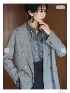 Mila Owen 金釦2サイズチェックダブルブレザージャケット black 1