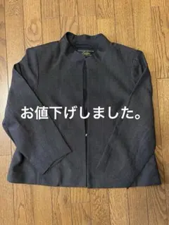 Leilian ノーカラー テーラードジャケット ダークグレー