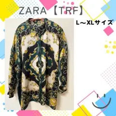 【ZARA trf】スカーフ柄総柄　長袖シャツ　ポリエステル ボダニカルL.XL