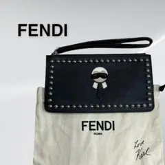 フェンディ KARLITO カーリト ミンクファー スタッズ レザー ポーチ