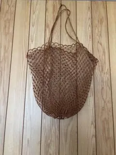 編みバッグ　ブラウン