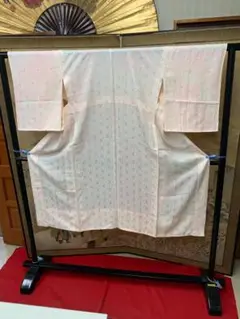 正絹 長襦袢 ピンク地に麻ノ葉柄 半衿なし 単衣 着物