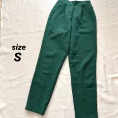 関西ファッション連合　スラックス　パンツ　グリーン　S レディース　タック入り