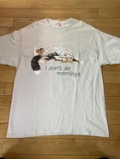 ヘインズ　アニマルTシャツ　猫　I don't do mornings