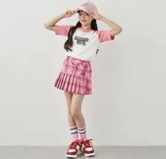 美品☆バイラビットTシャツ+インパン付きレースアップスカート 140ピンク