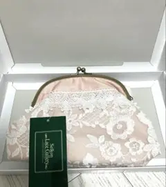 【新品/未使用タグ付き】川島織物セルコンレース　がま口ポーチ（ピンク）