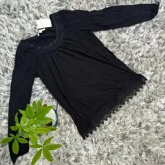 ⭐️grove⭐️新品 長袖 カットソー フリル 首元 ワンポイント シンプル