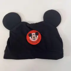 ミッキーマウス耳付き黒ベビー帽子