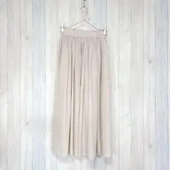 【NOLLEY'S】ロングスカート ギャザーフレア ウエストゴム ベージュ S