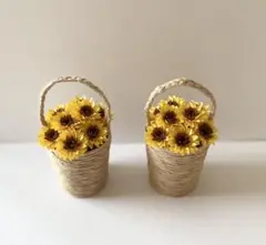 ハンドメイド　折り紙　ひまわりミニアレンジメント　2個セット