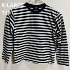 X-LARGE 長袖カットソー 130cm 白黒ストライプ