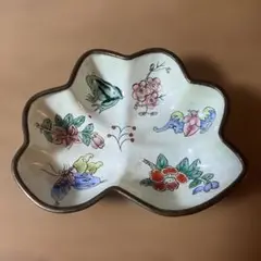 葉っぱ状の七宝焼、手描き