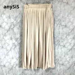 anySiS エニィフィス♡プリーツフレアスカート ベージュ系 M 古着ロング丈