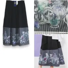 【ScoLar】海柄グラス×シフォン重ね コクーンスカート タグ付未使用