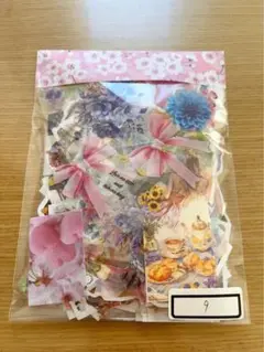 9.コラージュ素材　マステ　シール　300枚 大量　まとめ売り