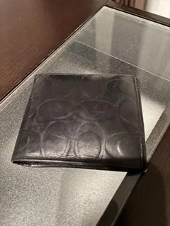 値下げします！ブラックレザー 二つ折り財布 COACH