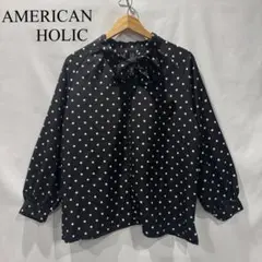 美品 AMERICAN HOLIC アメリカンホリック ボウタイブラウス M