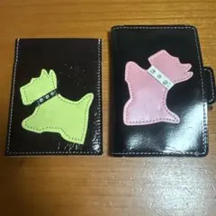 犬のシルエットレザーパスケース