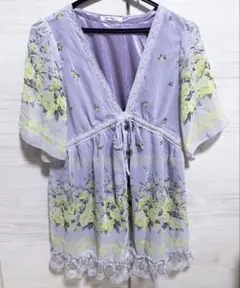 axes femme 花柄 半袖チュニック M
