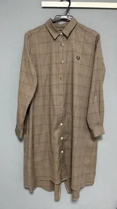 【処分セール8月中】FRED PERRY チェック柄 長袖ワンピース UK 10