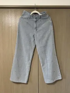 heather デニムパンツ スタッズ パール ライトブルー M相当