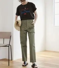 ANGIE ハイウエストセンタープレスベイカーパンツ　カーゴパンツ