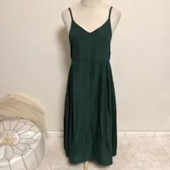 レイカズン キャミワンピ グリーン 無地 キャミソールワンピース ロング F