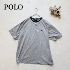 【ポロ】ナイトウェア（L）ヘンリーネック ロゴ ルームウエア パジャマ Tシャツ