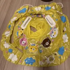 子供用イエロー浮き輪 動物キャラクター付き
