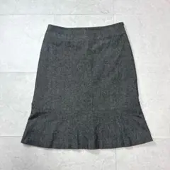 【アンタイトル】膝丈ウールスカート 裏地付き グレー L相当