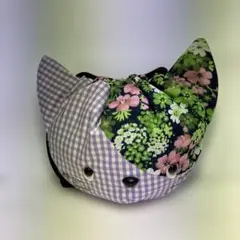 巾着　ちび猫ブチ:花園No.86-CM