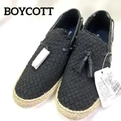 美品　BOYCOTT メンズ シューズ 編み込み　26.5cm ブラック