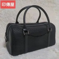 印傳屋 インデンヤ ハンドバッグ ボストンバッグ フォーマル 鹿革 底鋲 黒