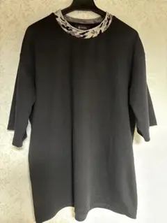 ◆ナノユ二バース◆カモフラージュ襟の黒半袖Tシャツ