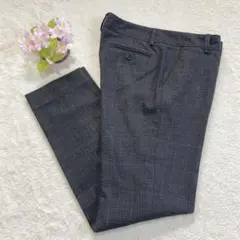 良品★ 【ルスーク】 ウール混テーパードパンツ （M） フランネルチェック柄