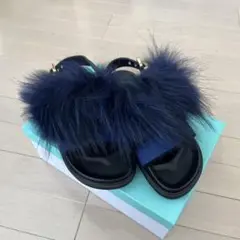 ⭐︎美品⭐︎ファーサンダル　ネイビー　23.5㎝