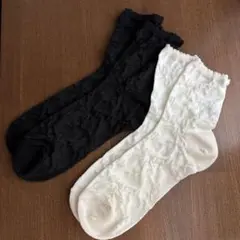 新品 靴下 2足セット 白黒