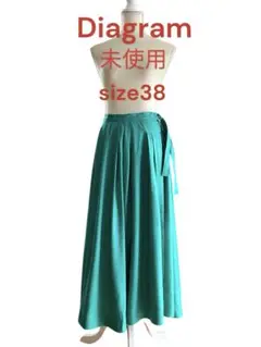 ♦︎未使用ダイアグラムラップリネンミックススカート　38 グリーン　麻　ロング