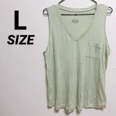 ✨So ✨ノースリーブ L 薄い緑のVネックタンクトップ