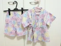 プティマイン　花火模様 甚平 上下セット 110cm