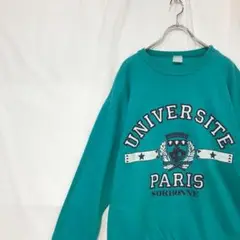 海外古着 刺繍 SORBONNE パリ カレッジ 長袖 スウェット レッド 80～90s フランス製 Univ.SORBONNE ソルボンヌ大学 カレッジロゴ