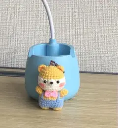 犬のあみぐるみ リボン付き