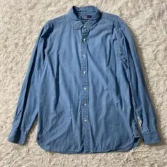 【美品】ポロバイラルフローレン　長袖シャツ　カスタムフィット　シャンブレー　LG