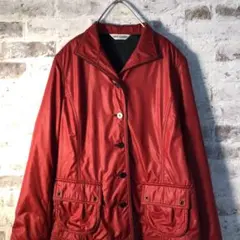 【ヴィンテージ】デザイナーズ ジャケット 赤 ボタン 古着usedAS 95