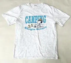 Lサイズ Tシャツ スヌーピー ビーグルスカウト ウッドストック 杢グレー